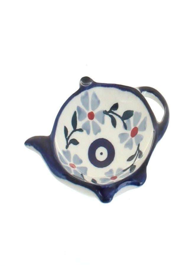 Blue Rose Pottery Blue Rose Polish Pottery - Blue Violet Teabag Holder - 4.75" x 3" - Polish Pottery Tea Bag Dish, Decorative Kitchen Accessory - Image 1